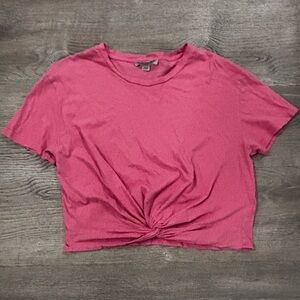 ALLSAINTS Pink Carme Fifi Tee Twist Cropped T-Shirt 100% Cotton Women's Size L